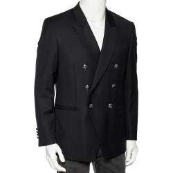 Pre Owned Balmain Black Wool Double Breasted Blazer M