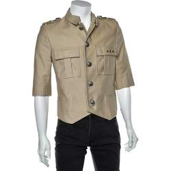 Pre Owned Balmain Cream Cotton Button Front Jacket L