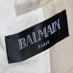 Pre Owned Balmain Cream Cotton Button Front Jacket L