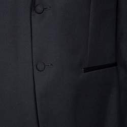 Pre Owned Balmain Black Satin Lapel Detailed Single Breasted Blazer L