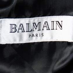 Pre Owned Balmain Black Satin Lapel Detailed Single Breasted Blazer L