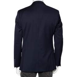 Pre Owned Balmain Navy Blue Wool Button Front Blazer M