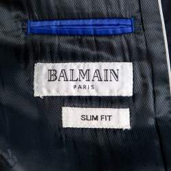 Pre Owned Balmain Navy Blue Wool Button Front Blazer M