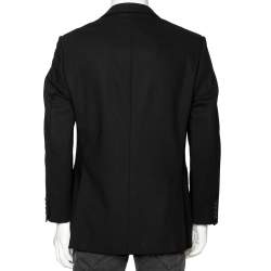 Balmain Black Wool Button Front Blazer L