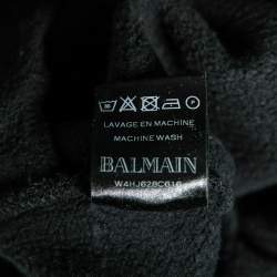 Balmain Black Cotton Rib Paneled Biker Track Pants XS