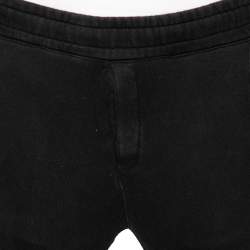 Balmain Black Cotton Rib Paneled Biker Track Pants XS
