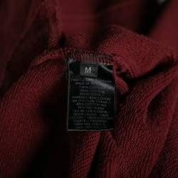 Pre Owned Balmain Burgundy Cotton Rib Paneled Biker Track Pants XS