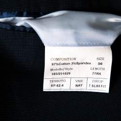 Pre Owned Balmain Blue Textured Cotton Slim Fit Single Breasted Blazer XXXL 