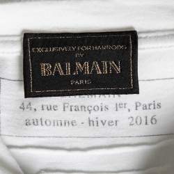 Pre Owned Balmain White Cotton Crew Neck Short Sleeve T-shirt XS