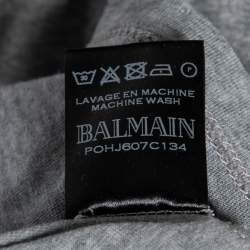 مملوكة مسبقًا Balmain Grey Cotton Crew Neck Short Sleeve T-Shirt S