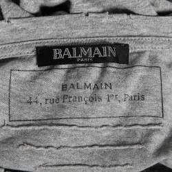 مملوكة مسبقًا Balmain Grey Cotton Crew Neck Short Sleeve T-Shirt S