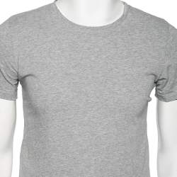 مملوكة مسبقًا Balmain Grey Cotton Crew Neck Short Sleeve T-Shirt S
