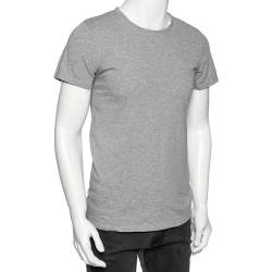 مملوكة مسبقًا Balmain Grey Cotton Crew Neck Short Sleeve T-Shirt S