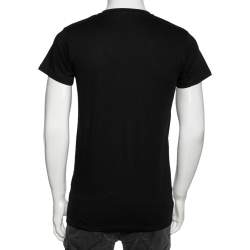 Pre Owned Balmain Black Cotton Logo Printed Crew Neck Short Sleeve T-Shirt S