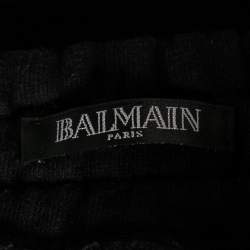 Balmain Black Cotton Rib Paneled Biker Track Pants L
