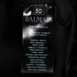 Balmain Black Lamb Leather Biker Trousers L