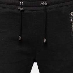 Balmain Midnight Blue Cotton & Leather Patch Detail Joggers L
