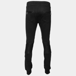 Balmain Midnight Blue Cotton & Leather Patch Detail Joggers L