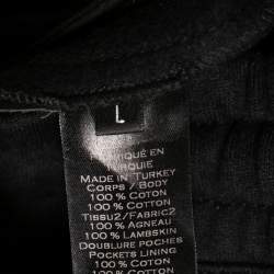 Balmain Midnight Blue Cotton & Leather Patch Detail Joggers L
