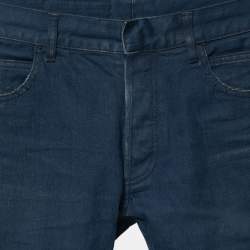Balmain Blue Denim Frayed Edged Shorts M