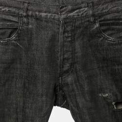 Balmain Grey Distressed Frayed Edged Shorts S