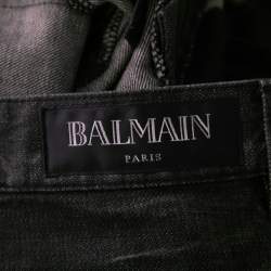 Balmain Grey Distressed Frayed Edged Shorts S