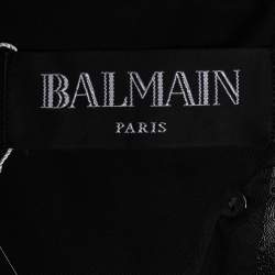 Pre Owned Balmain Black Leather Double Breasted Jacket XXL