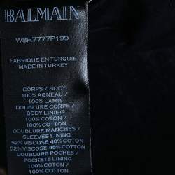 Pre Owned Balmain Black Leather Double Breasted Jacket XXL