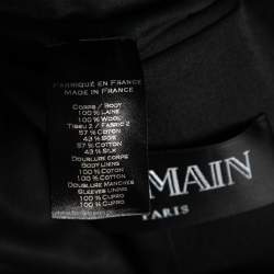 Balmain Black Wool Open Front Long Sleeve Blazer S
