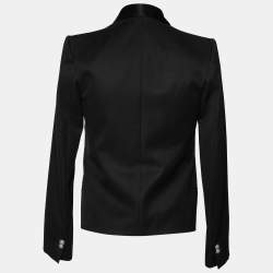 Balmain Black Wool Open Front Long Sleeve Blazer S