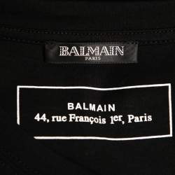 Pre Owned Balmain Black Logo Print Cotton Short Sleeves T-Shirt XXL