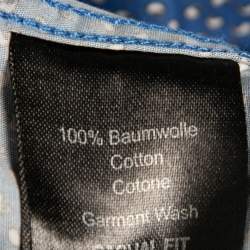 Pre Owned Balmain Blue Printed Cotton Logo Embroidered Button Front Shirt XL