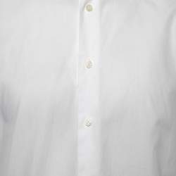 Pre Owned Balmain White Cotton Tiger Logo Embroidered Button Front Shirt XL