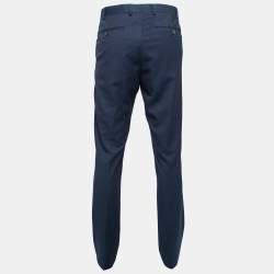 Balmain Midnight Blue Wool 7 Slim Fit Regular Trousers XL