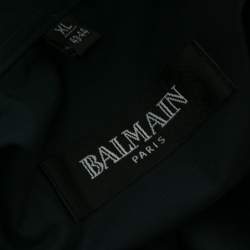 Pre Owned Balmain Midnight Blue Cotton Logo Embroidered Button Front Shirt XL