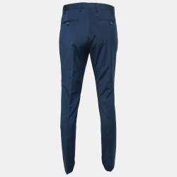 Pre Owned Balmain Blue Tencel Slim Fit Trousers XL