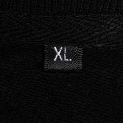 Pre Owned Balmain Black Logo Printed Cotton Crew Neck Long Sleeve Sweatshirt XL