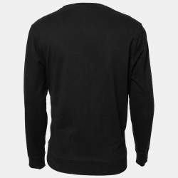 Pre Owned Balmain Black Logo Printed Cotton Crew Neck Long Sleeve Sweatshirt XL