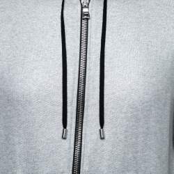 Pre Owned Balmain Silver Cotton Zip-Front Hoodie S