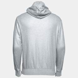 Pre Owned Balmain Silver Cotton Zip-Front Hoodie S