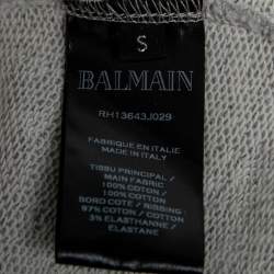 Pre Owned Balmain Silver Cotton Zip-Front Hoodie S