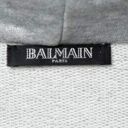 Pre Owned Balmain Silver Cotton Zip-Front Hoodie S