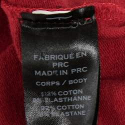 Pre Owned Balmain Red and Black Logo Printed Cotton Knit Hoodie M