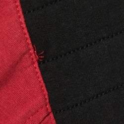 Pre Owned Balmain Red and Black Logo Printed Cotton Knit Hoodie M