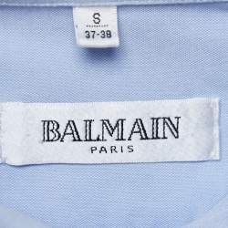 Pre Owned Balmain Light Blue Cotton Full Sleeve Shirt S