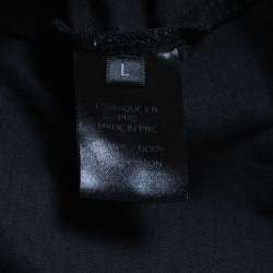 Pre Owned Balmain Black Logo Printed Cotton Short Sleeve T-Shirt L