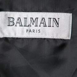 Pre Owned Balmain Black Satin Lapeled Single Breasted Blazer L