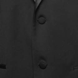 Pre Owned Balmain Black Satin Lapeled Single Breasted Blazer L
