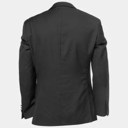 Pre Owned Balmain Black Satin Lapeled Single Breasted Blazer L