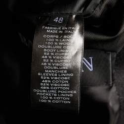 Balmain Black Wool Double Breasted Coat M